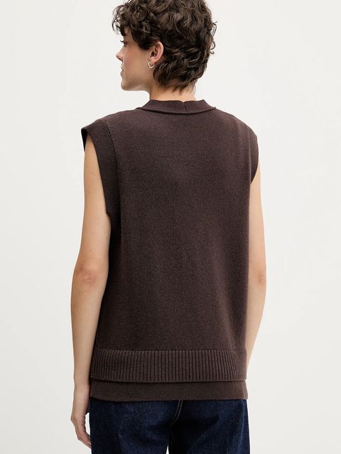 Sisley kamizelka z dodatkiem wełny damski kolor brązowy 1M9AL603B - zdjęcie produktu nr 2