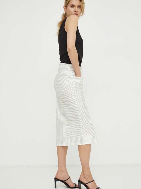 Day Birger et Mikkelsen spódnica lniana kolor biały midi prosta