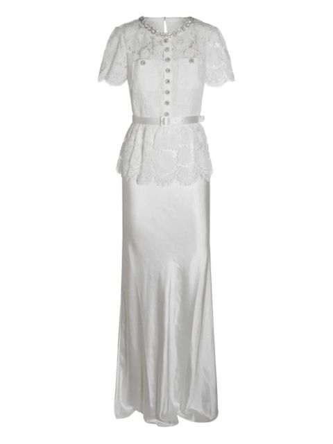 Self-Portrait embellished peplum lace maxi dress - White - zdjęcie produktu nr 1