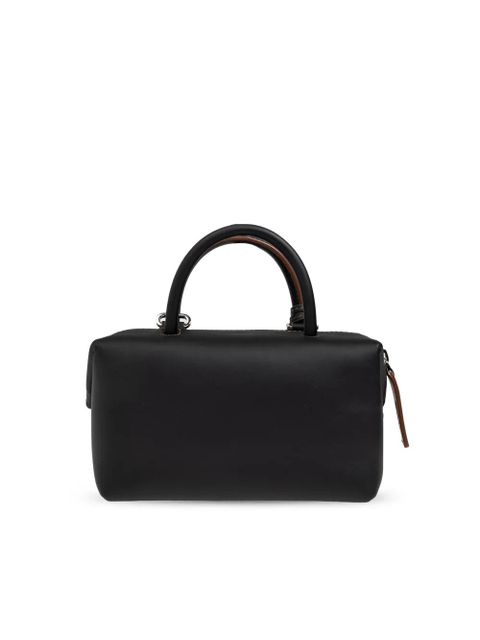 Max Mara logo-print leather tote bag - Black
