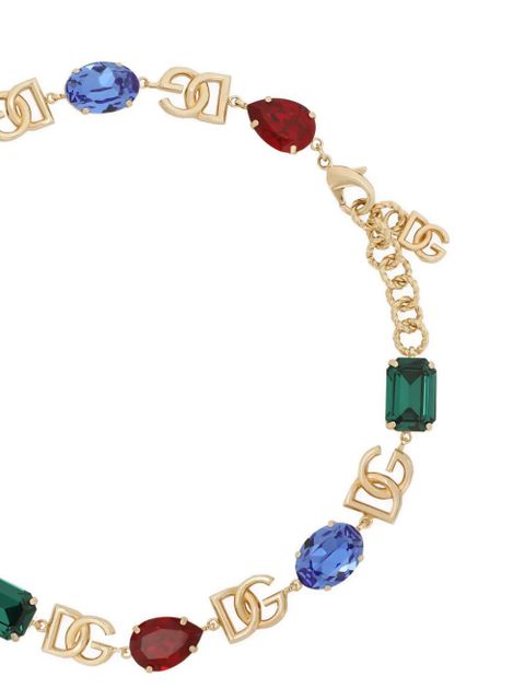 Dolce & Gabbana logo-plaque crystal-embellished necklace - Gold