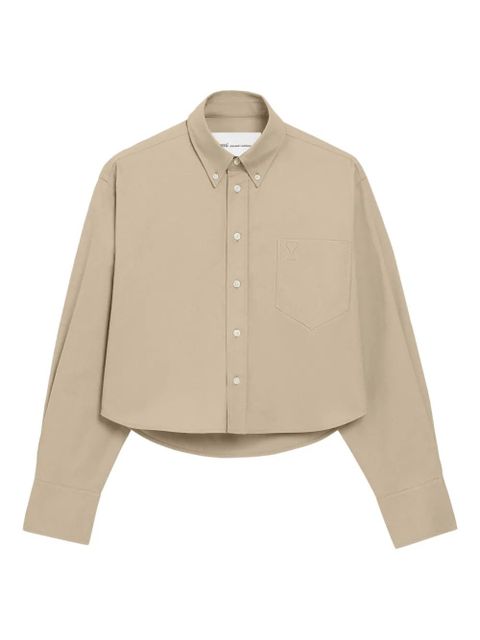 AMI Paris embossed cropped shirt - Neutrals - zdjęcie produktu nr 1