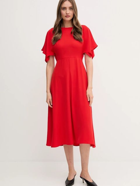 Sandro Ferrone sukienka kolor czerwony midi rozkloszowana S23XBEBRANCALEONE - zdjęcie produktu nr 1