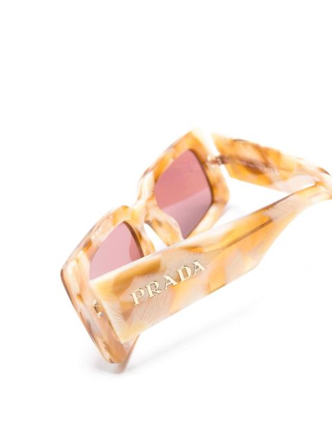 Prada Eyewear logo-print rectangle-frame sunglasses - Yellow - zdjęcie produktu nr 2