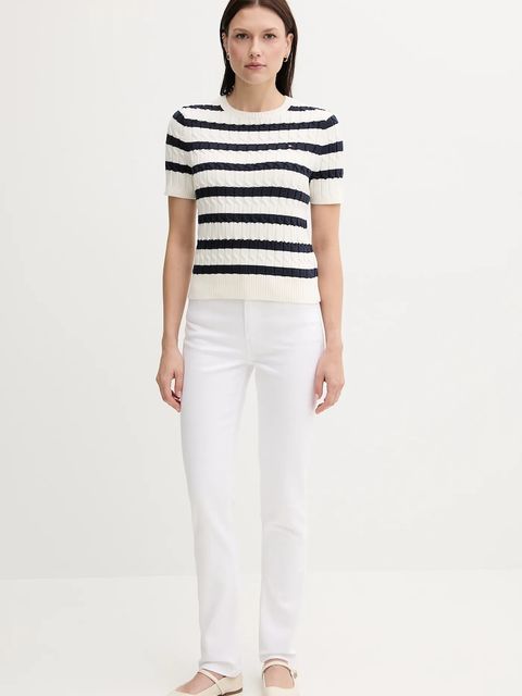 Tommy Hilfiger sweter bawełniany damskie kolor beżowy WW0WW45656