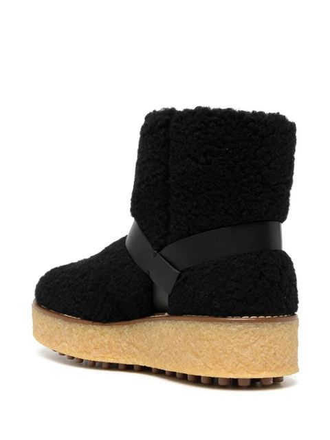 Tod's platform shearling boots - Black