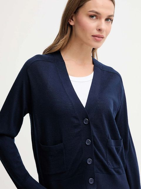 United Colors of Benetton kardigan wełniany damski kolor granatowy lekki 11AHD604R - zdjęcie produktu nr 2