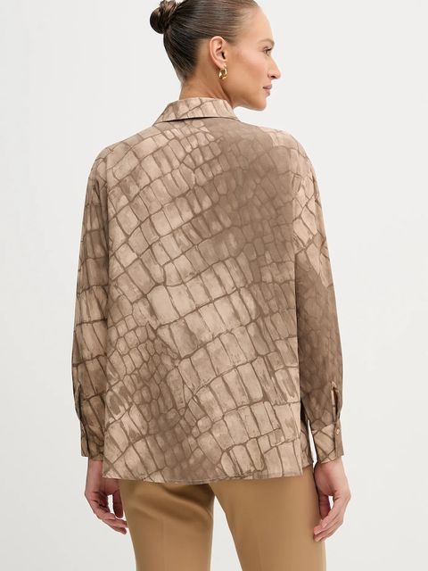 Sisley koszula damska kolor beżowy relaxed z kołnierzykiem klasycznym 5W4VLQ07F