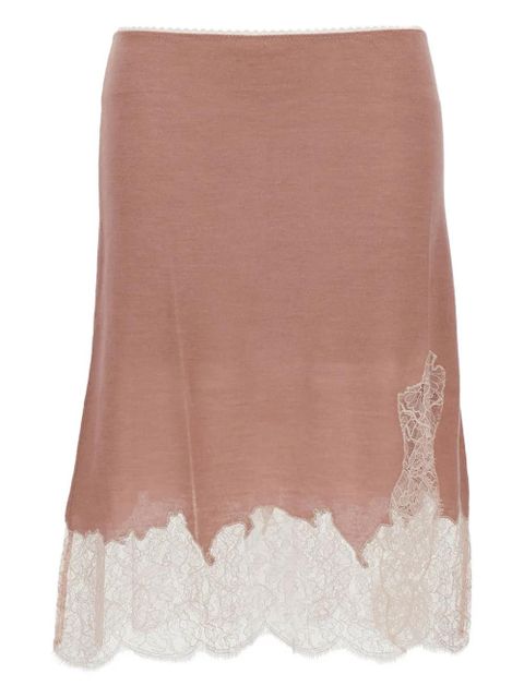 FENDI lace-trimmed wool skirt - Pink - zdjęcie produktu nr 2
