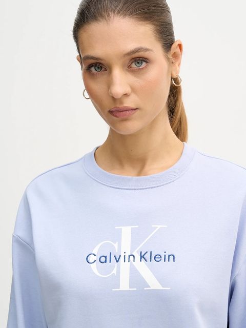 Calvin Klein Jeans bluza damska kolor niebieski z nadrukiem LV047B234G