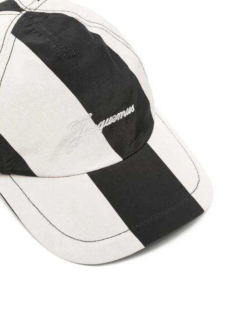 Jacquemus La Casquette Baluchon striped cap - White