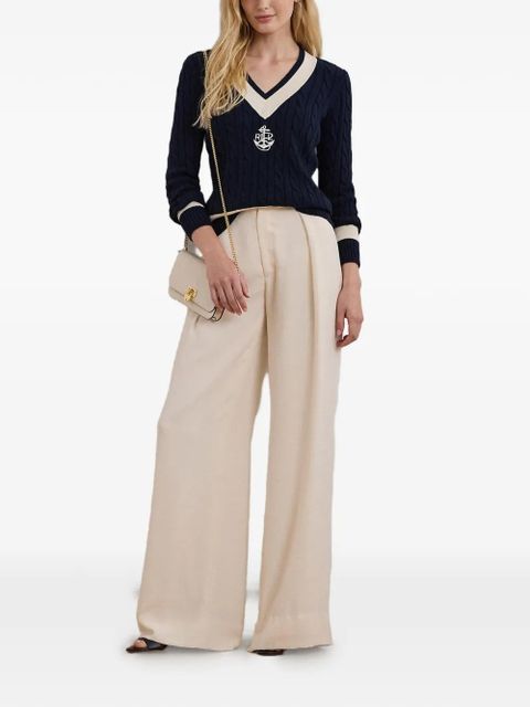 Lauren Ralph Lauren cable-knit V-neck sweater - Blue - zdjęcie produktu nr 2