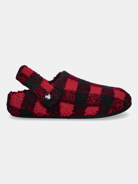 Crocs kapcie Classic Buff Check Cozzzy Slipper kolor czerwony 210755 - zdjęcie produktu nr 2