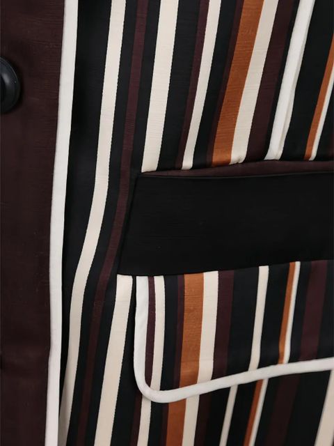 Prada striped notched-collar overcoat - Black