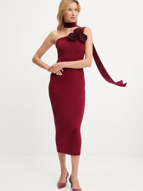 Answear.LAB sukienka kolor bordowy midi prosta