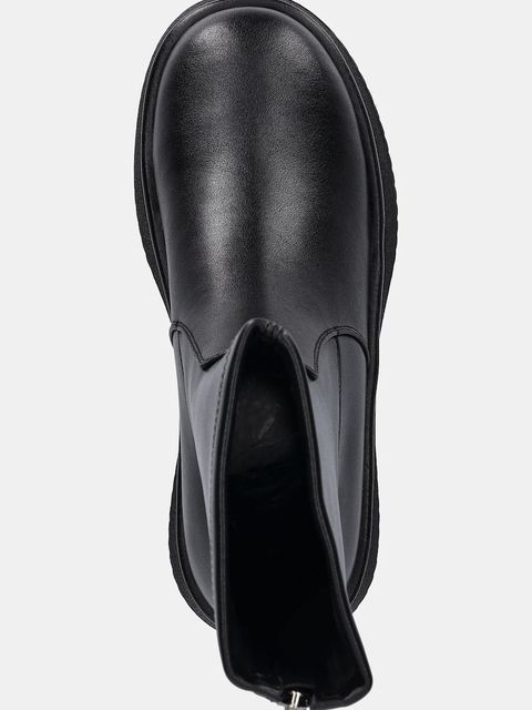 GOE botki skórzane damskie kolor czarny na platformie lekko ocieplone SS2N4142 BLACK