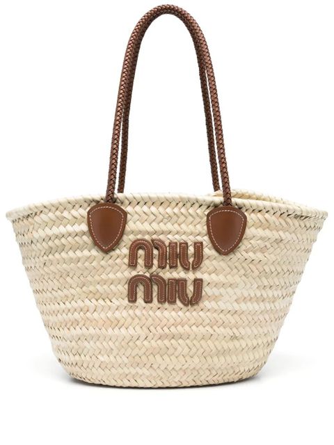 Miu Miu logo-patch tote bag - Neutrals - zdjęcie produktu nr 1