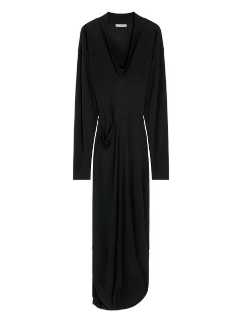 LEMAIRE draped V-neck dress - Black - zdjęcie produktu nr 1