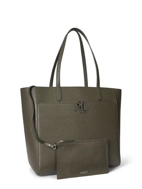 Lauren Ralph Lauren torebka skórzana kolor zielony 431960183