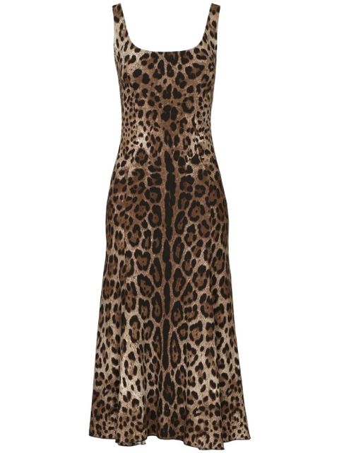 Dolce & Gabbana leopard-print midi dress - Brown - zdjęcie produktu nr 1