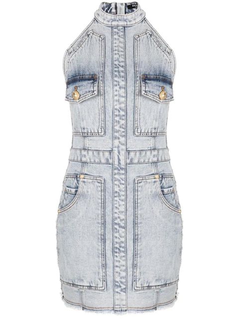 Balmain panelled denim minidress - Blue - zdjęcie produktu nr 1