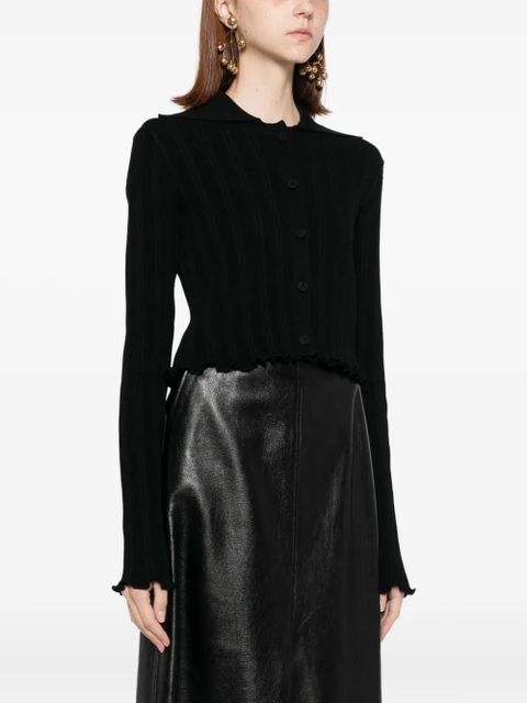 Jil Sander frilled cardigan - Black