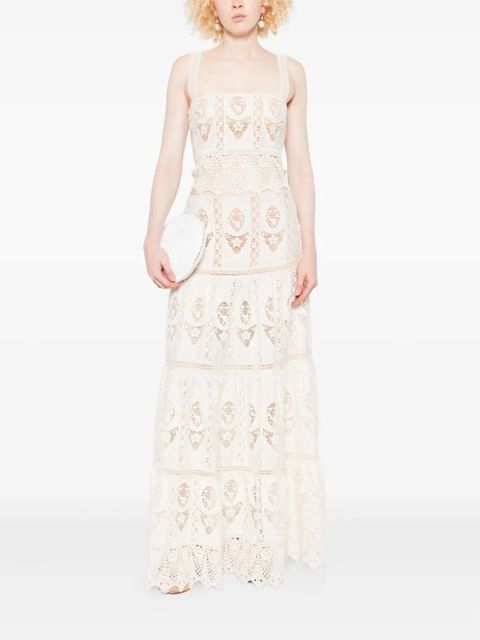 Johanna Ortiz lace tiered maxi skirt - Neutrals