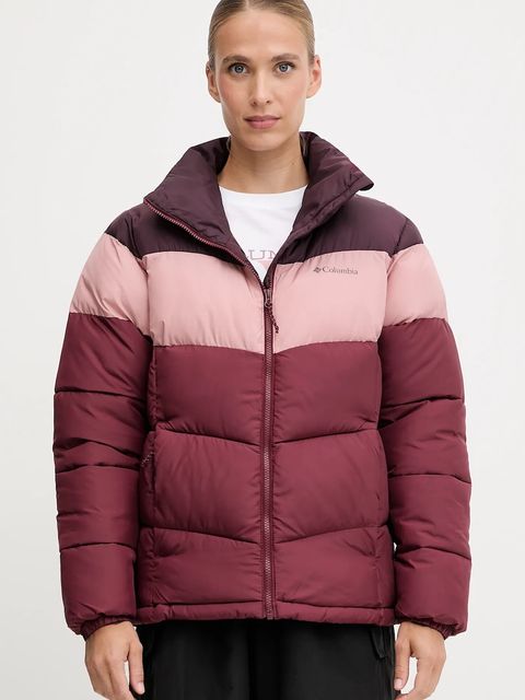 Columbia kurtka Puffect Colorblock damska kolor bordowy zimowa 2088481 - zdjęcie produktu nr 1