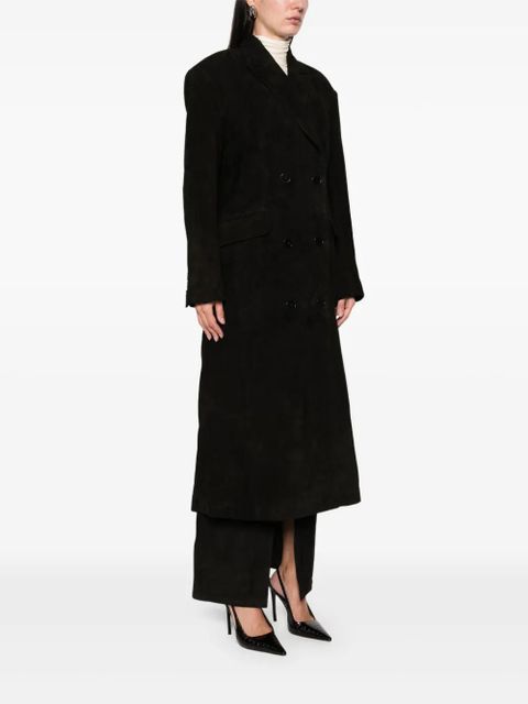 ducie Aggie double-breasted leather coat - Black
