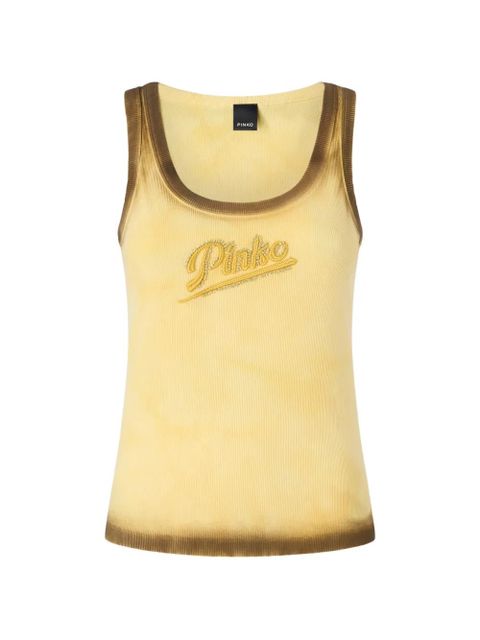 PINKO logo-embroidered sleevelesst ank top - Yellow - zdjęcie produktu nr 1