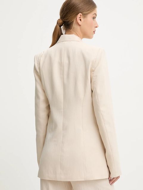 Answear.LAB marynarka kolor beżowy jednorzędowa gładka