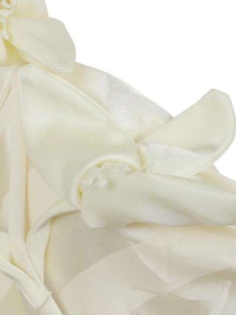 Self-Portrait striped bow-detail dress - Neutrals