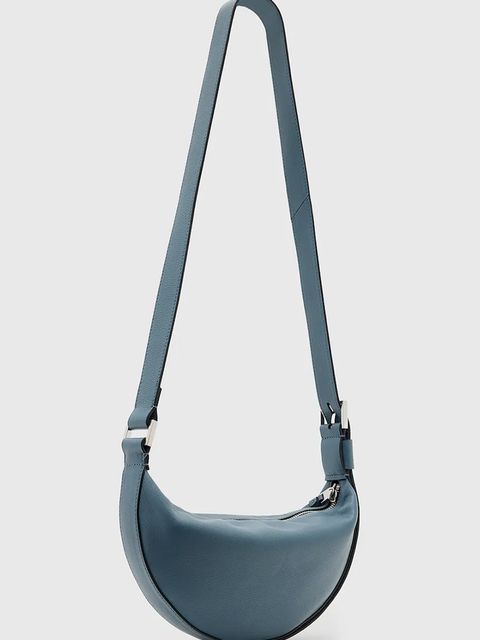 AllSaints torebka skórzana HALF MOON kolor niebieski W301XB - zdjęcie produktu nr 2