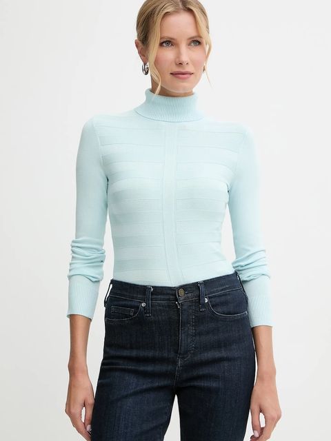 Morgan sweter damski kolor niebieski lekki z golfem MENTHYO - zdjęcie produktu nr 1