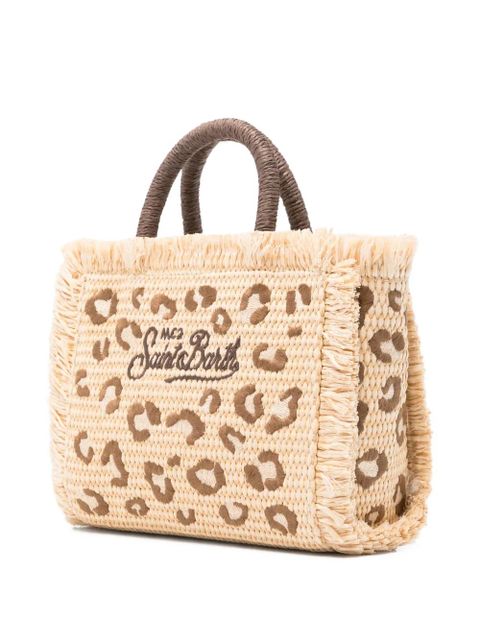 MC2 Saint Barth mini Vanity leopard-print frayed tote bag - Neutrals