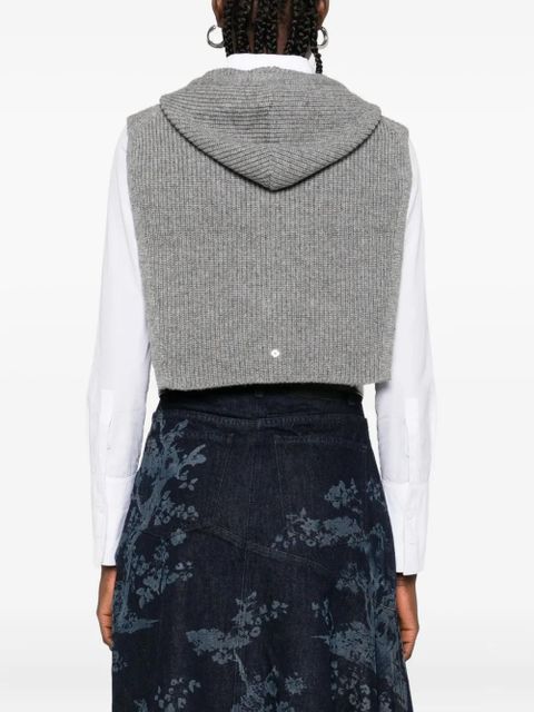 Maje zip-front knitted hoodie - Grey