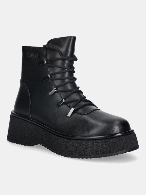 GOE botki skórzane kolor czarny na platformie SS2N4141 BLACK - zdjęcie produktu nr 1