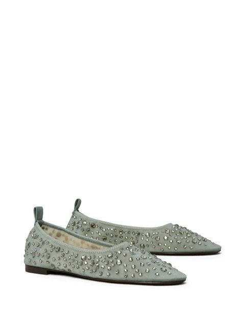 Tory Burch crystal-embellished ballet flats - Blue - zdjęcie produktu nr 2