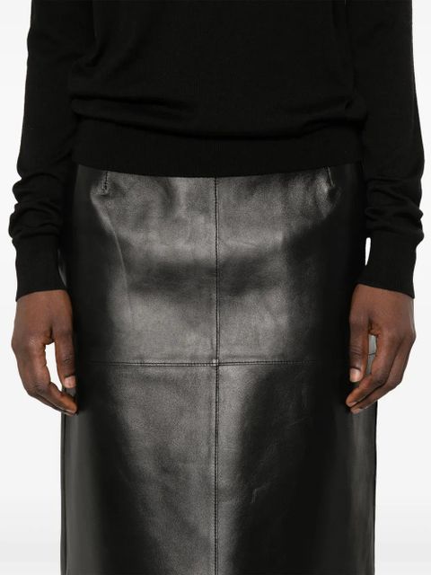 TOTEME panelled leather midi skirt - Black