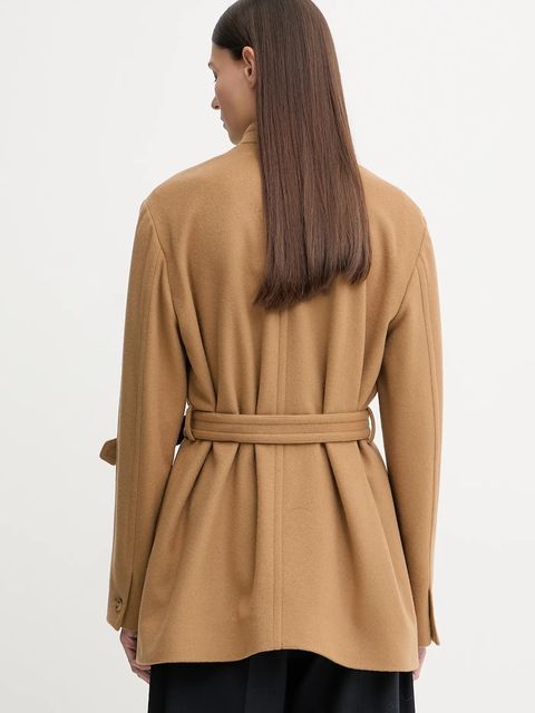 Bally płaszcz z dodatkiem wełny kolor beżowy WOU07G