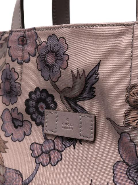 Gucci floral-print tote bag - Brown