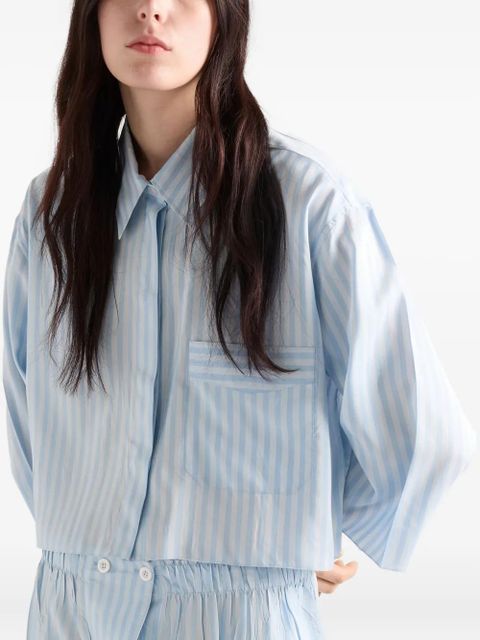 Prada striped patch-pocket shirt - Blue