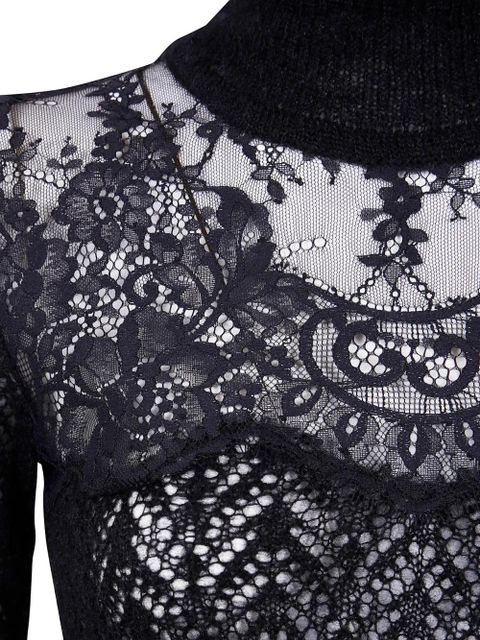 Blumarine lace-insert turtleneck top - Black