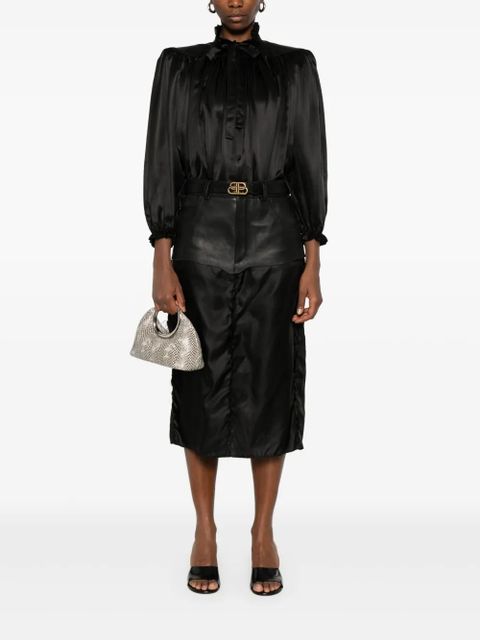 Balenciaga leather-panel midi skirt - Black