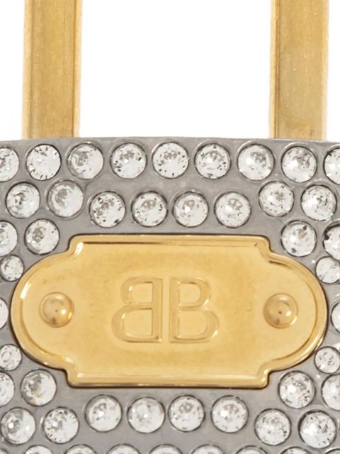 Balenciaga embellished logo-plaque keyring - Silver