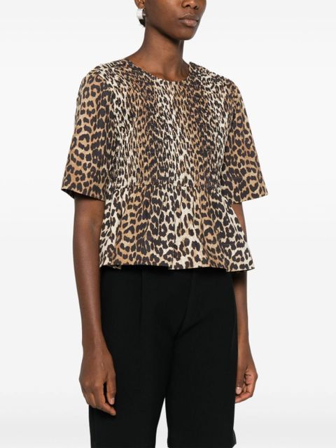 GANNI smock leopard printed blouse - Brown - zdjęcie produktu nr 2