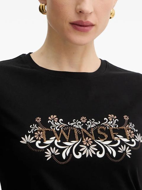 TWINSET floral-motif T-shirt - Black