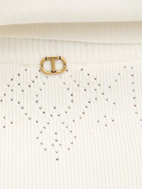 Twinset spódnica z domieszką wełny kolor beżowy midi ołówkowa 252TT3215