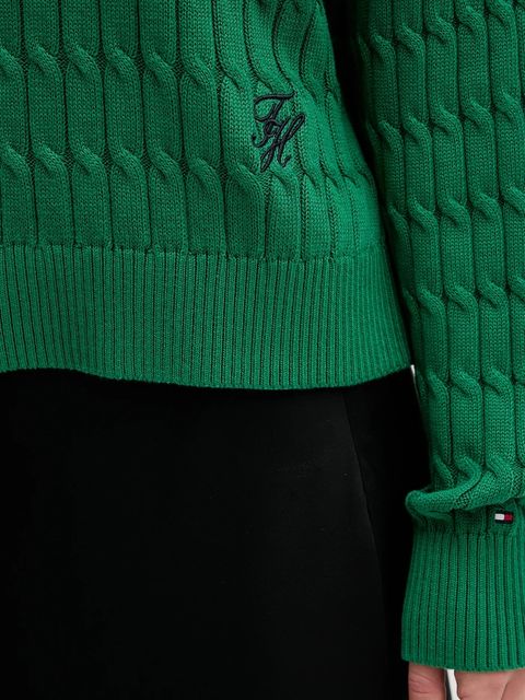 Tommy Hilfiger sweter bawełniany damski kolor zielony z golfem WW0WW47643