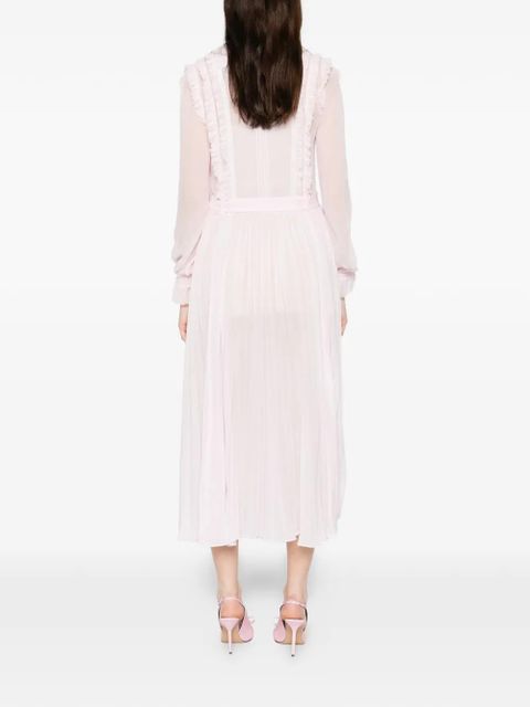 Self-Portrait embellished pleated midi dress - Pink